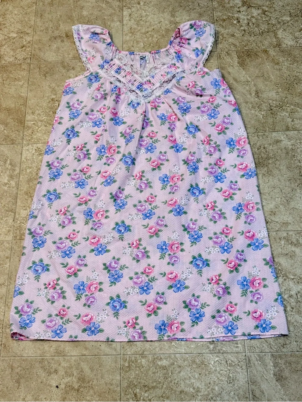 Vintage Berrette New York Women’s Pink Floral Sleeveless Nightgown Small